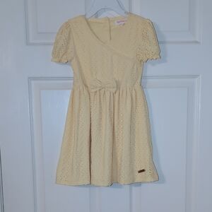 Kensie Cream Asymmetrical Puff Sleeve Sundress